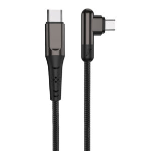 Bent zinc alloy braided data cable