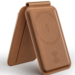 Positioning magnetic holder card holder with pin charging and wireless dual charging