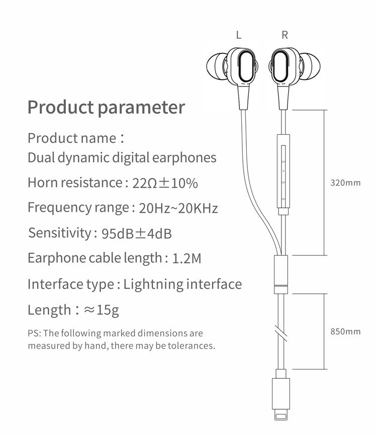 J03 Dual Dynamic Driver Digital Earphones (MFi Lightning)