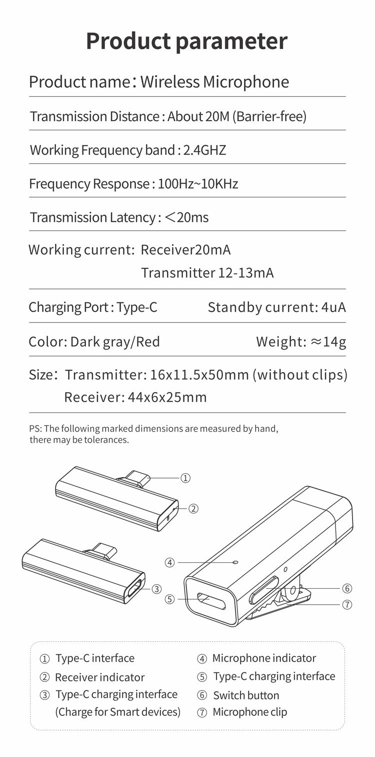 P02 Wireless Lavalier Microphone (Type-C)